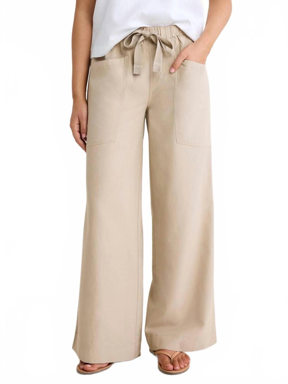 NEW NIC + ZOE carson tie waist pants in white pepper